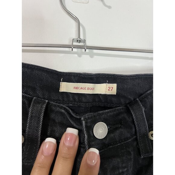 Levi's Black Ribcage Boot Denim High Rise Jeans Size 27 - Picture 2 of 9